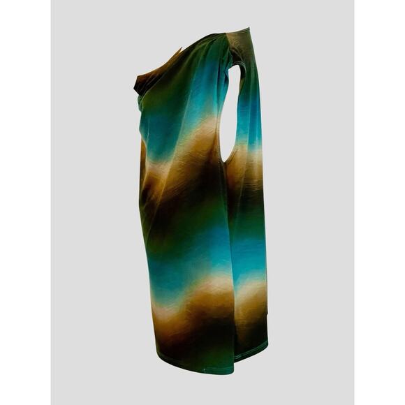 Dressbarn Womens 1X Top Artsy Watercolor Ombre Flowy Cowl Neck Y2K Blouse Tunic - Picture 3 of 8